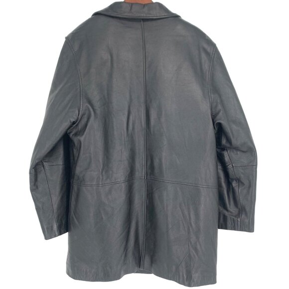 Vintage Mens Black Leather Jacket NY Classics Sports Removable Vest Collar Small - Picture 3 of 15